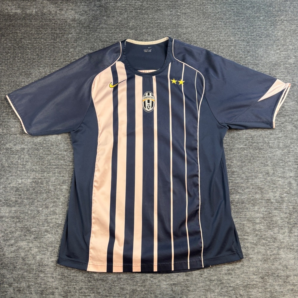 Vintage Nike Juventus Football Soccer Jersey Navy Pink Striped Mens Large Y2K